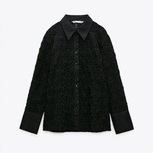 Zara Black Boxy Button Down Blouse